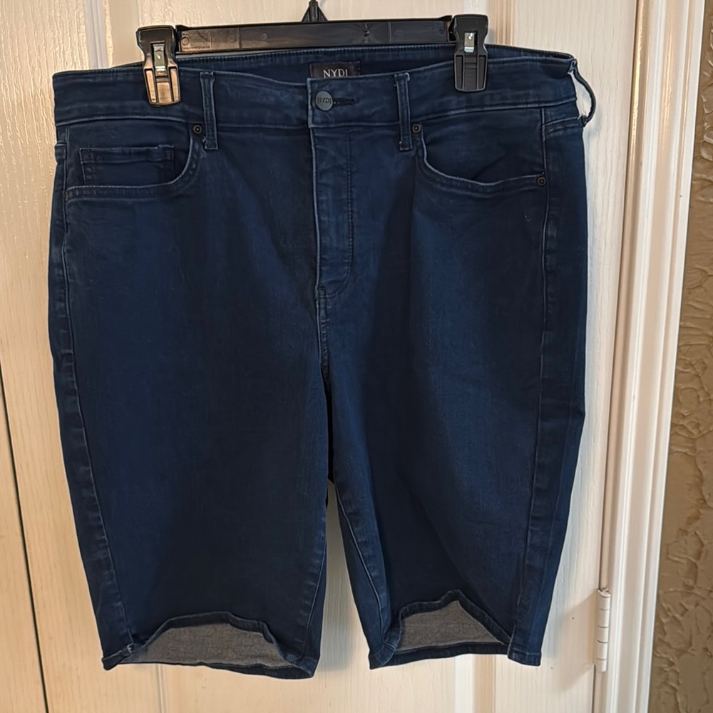 NYDJ Blue Denim Bermuda Shorts with Rolled Hems